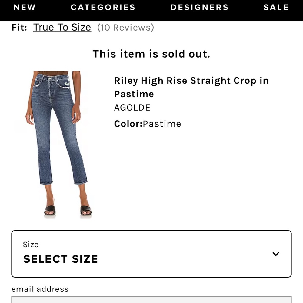 Agolde - Riley High Rise Straight Crop in Pastime